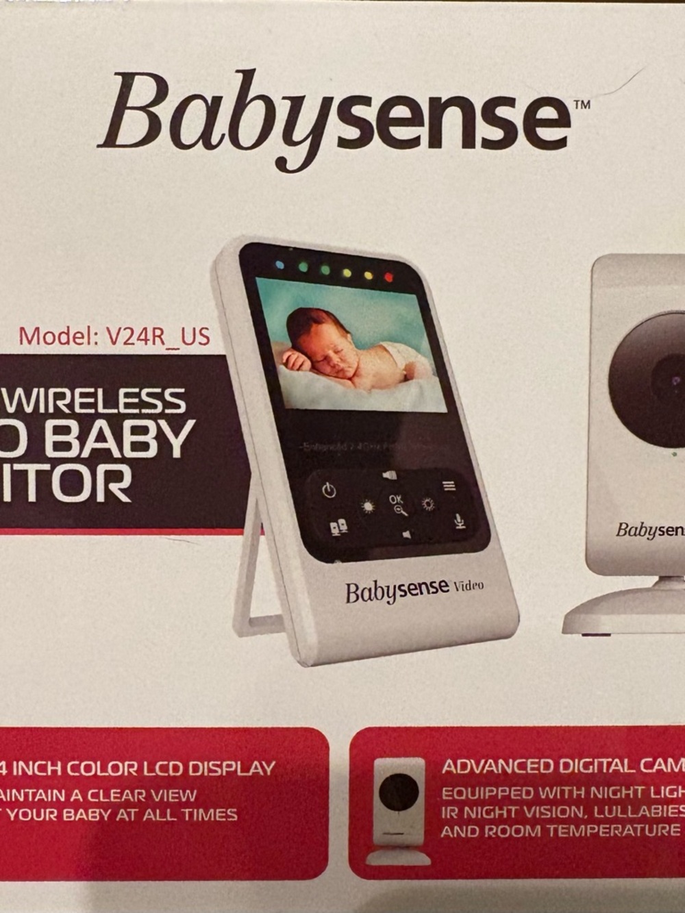 Babysense Wireless Video Baby Monitor - White with Black Screen